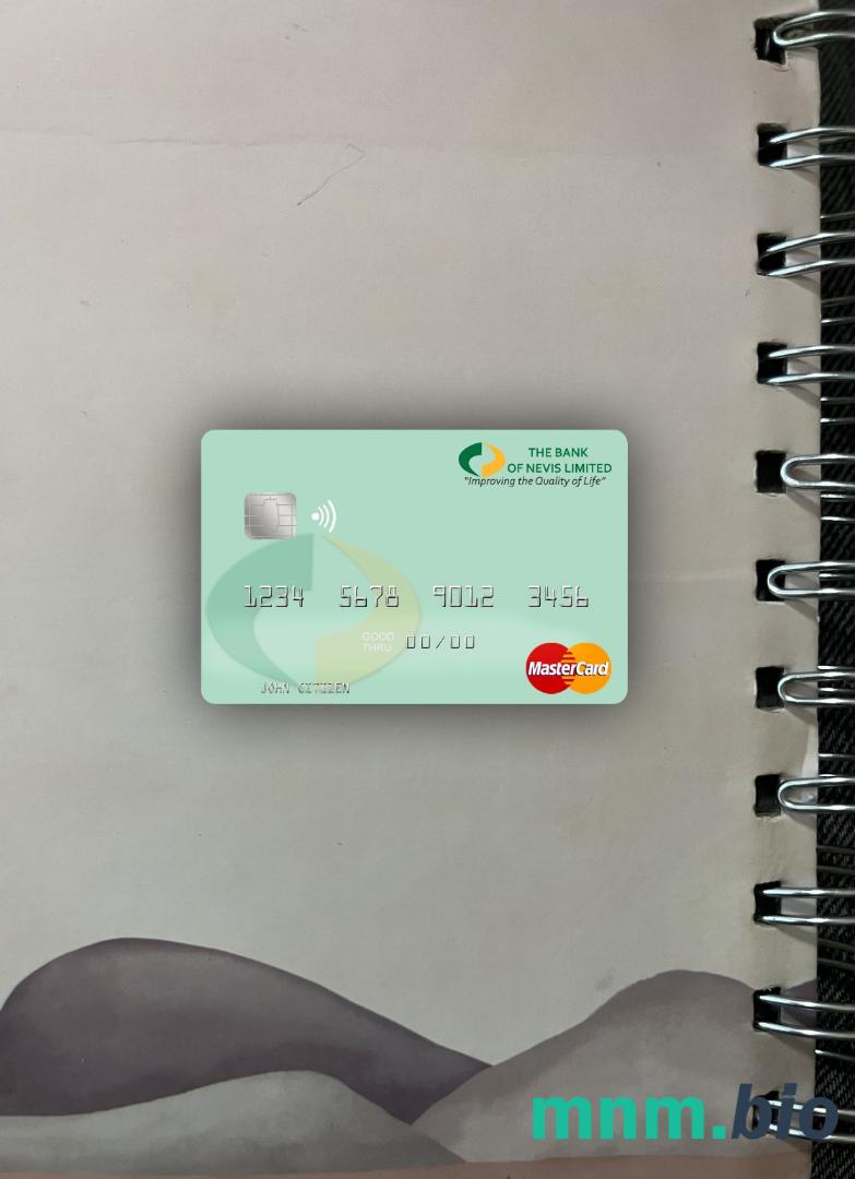 Saint Kitts and Nevis bank of Nevis wygląd zdjęcia mastercard skan PSD + zdjęcie